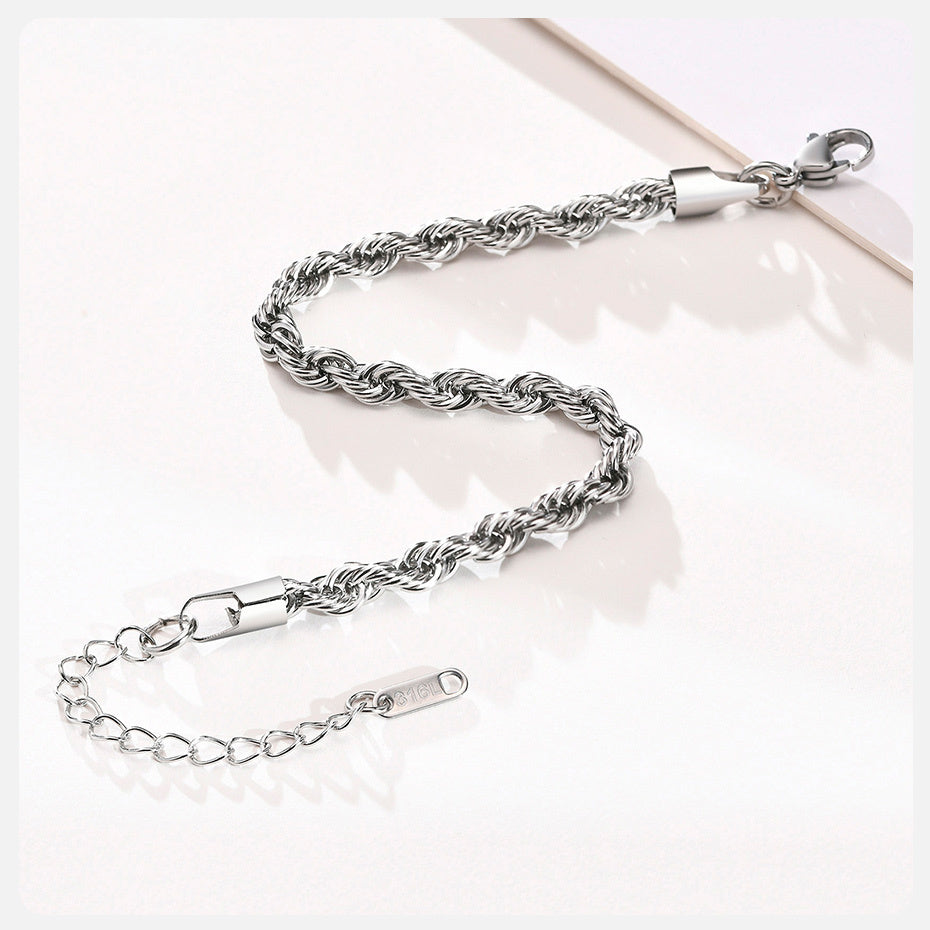 Rope Bracelet 4mm Silver