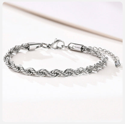 Rope Bracelet 4mm Silver