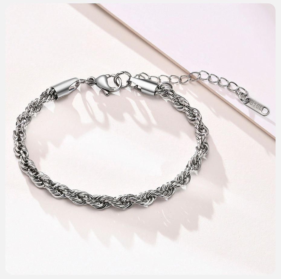 Rope Bracelet 4mm Silver