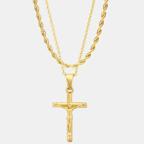 Crucifix Set Gold (Rope)