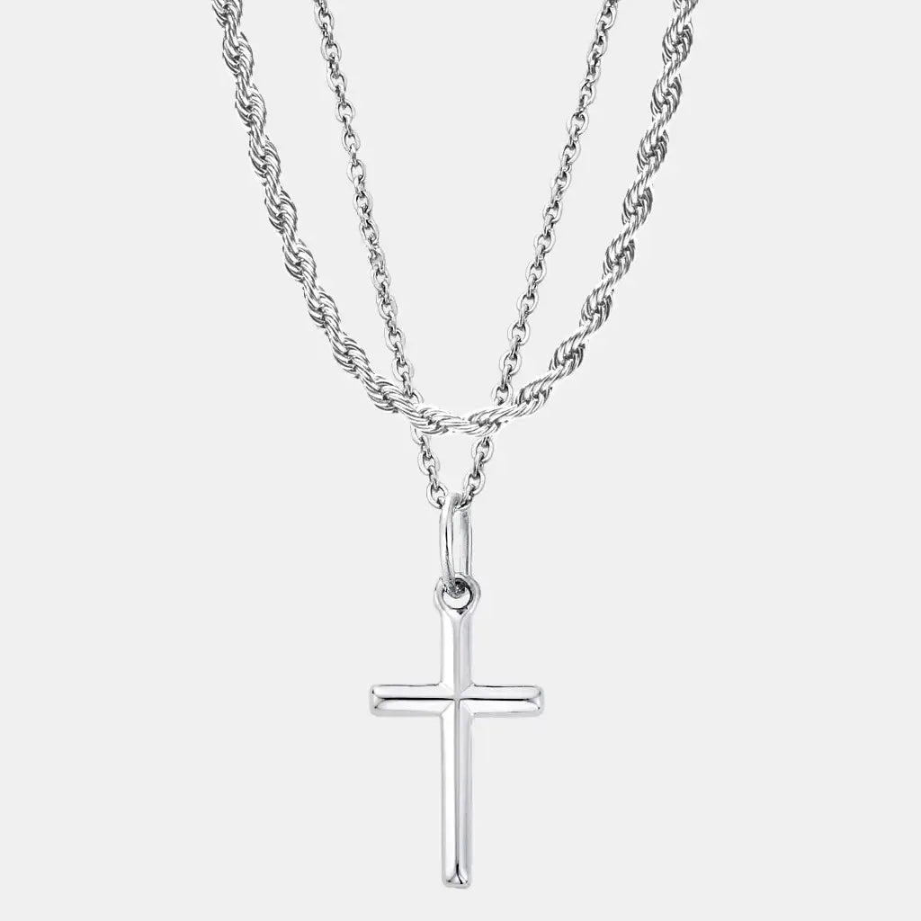 Cross Set Silver (Rope)