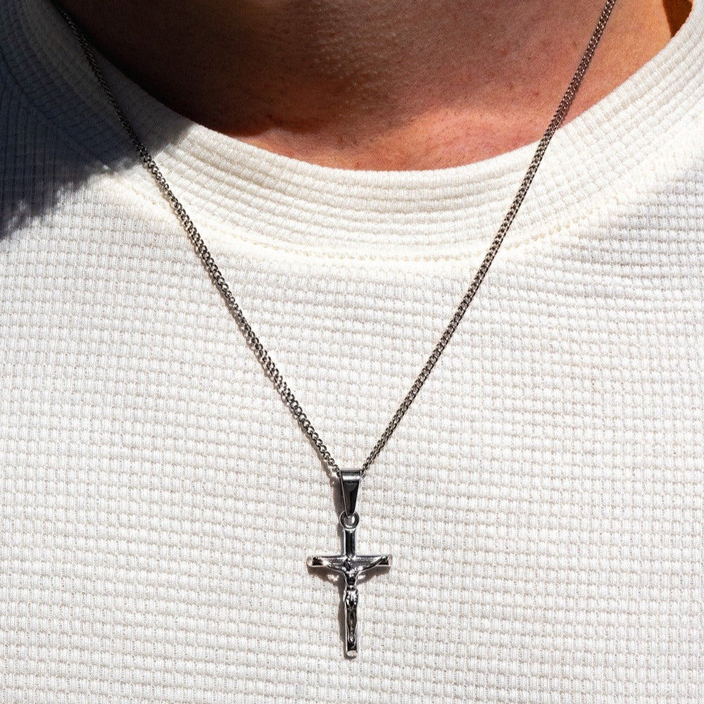 Crucifix Necklace Silver
