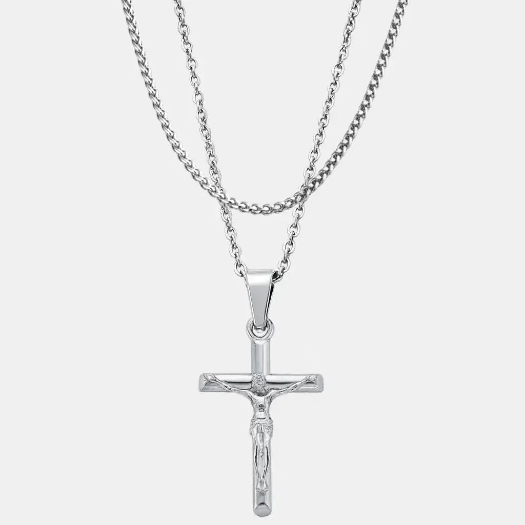 Crucifix Set Silver (Wheat)